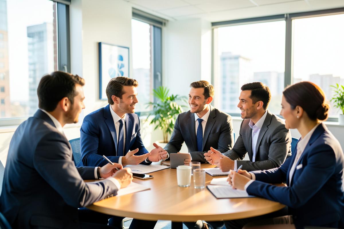 HR team collaborating in a modern office